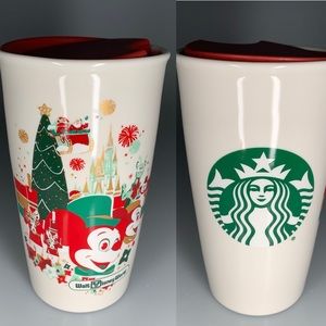 Disney Starbucks Holiday Christmas Ceramic Travel Tumbler 12 Oz